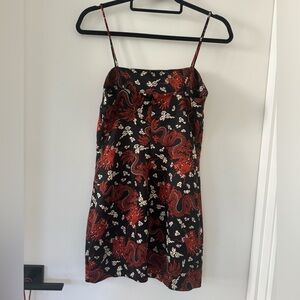 Zara XS mini dress with black and red dragon pattern